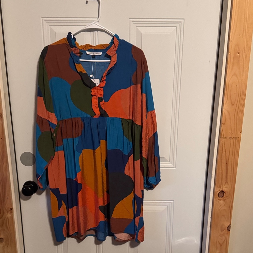 Michelle McDowell Multicolor Ruffle Neck Women's Dress